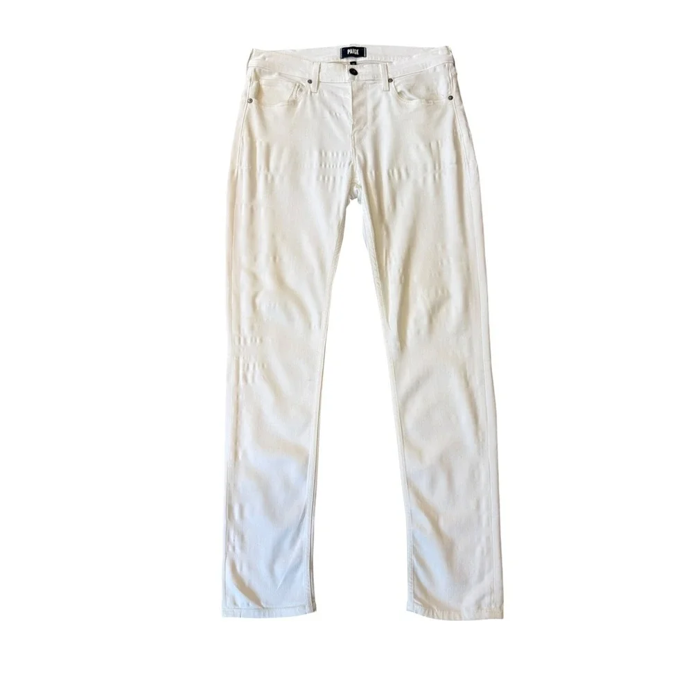 PAIGE Lennox Slim Fit Jeans Mens 33 Icecap White Rayon Blend Stretch